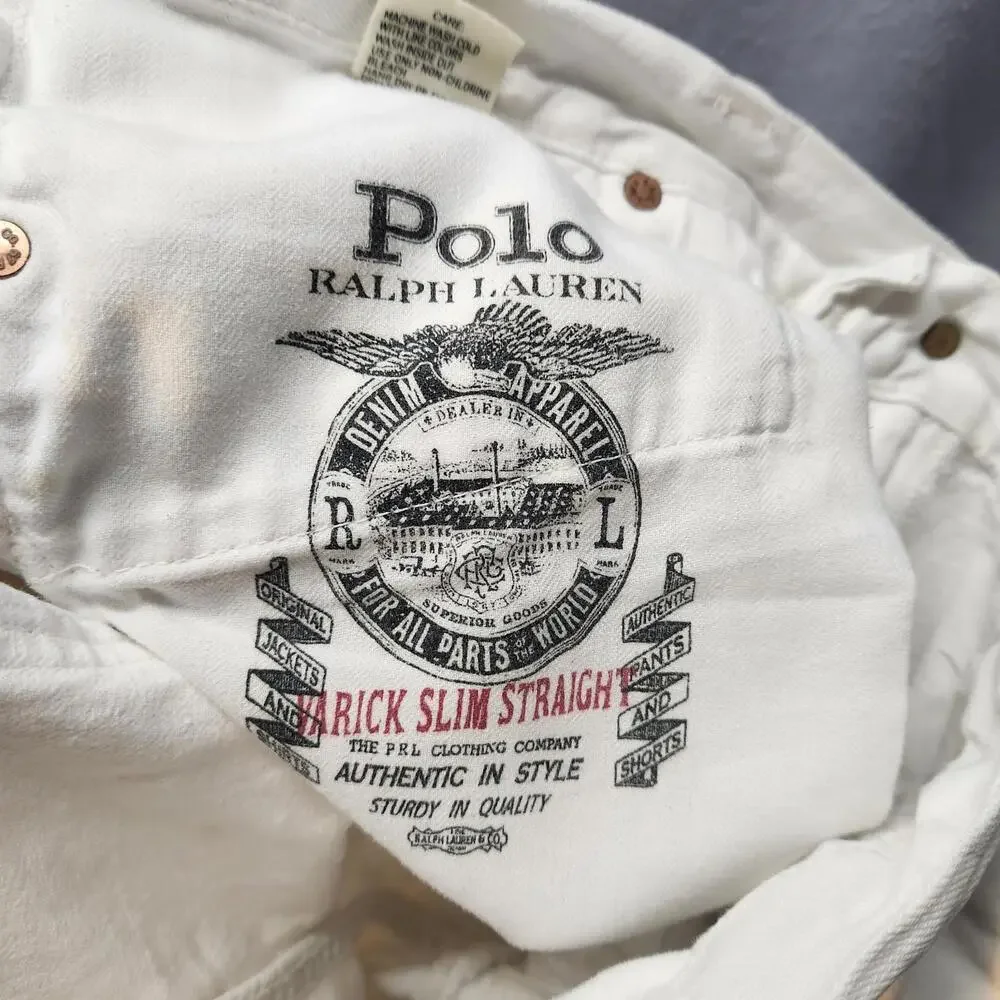 Polo‎ Varick Slim Straight White Jeans Size 36x32